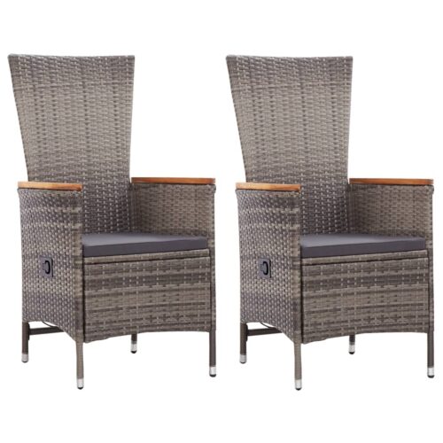 Outdoor Chairs 2pcs with Cushions Poly Rattan Grey