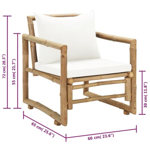 Garden Chairs 2pcs with Cushions Pillows Bamboo - Image 9