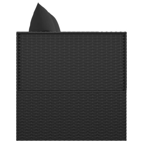 Outdoor Lounge Bed with Cushions Black Poly Rattan - Image 4