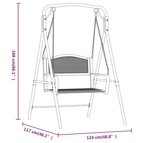 Swing Bench 124cm Black Steel - Image 8