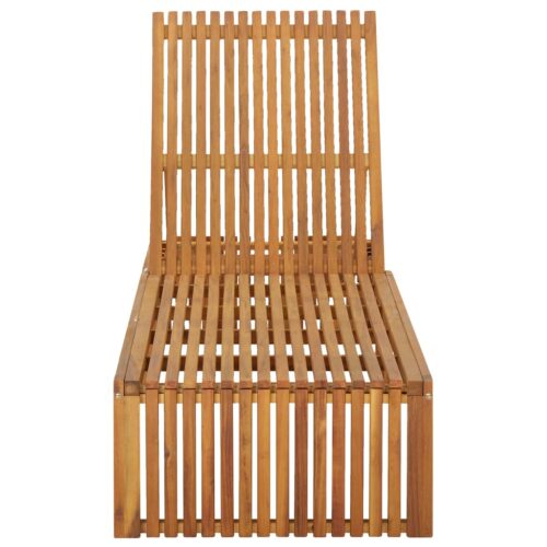 Sun Lounger with Cushion Solid Acacia Wood - Image 3