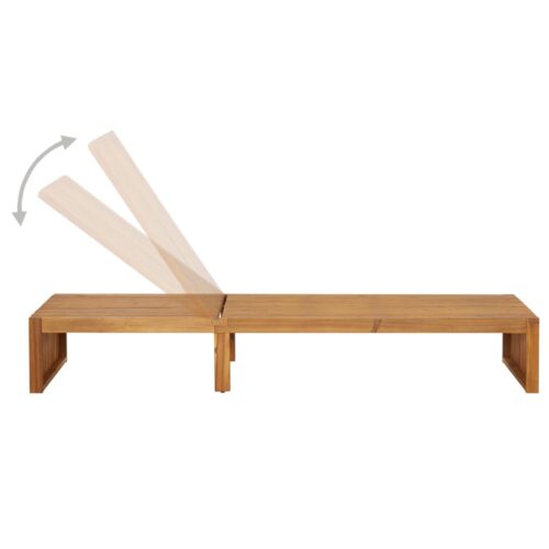 Sun Lounger with Cushion Solid Acacia Wood - Image 5
