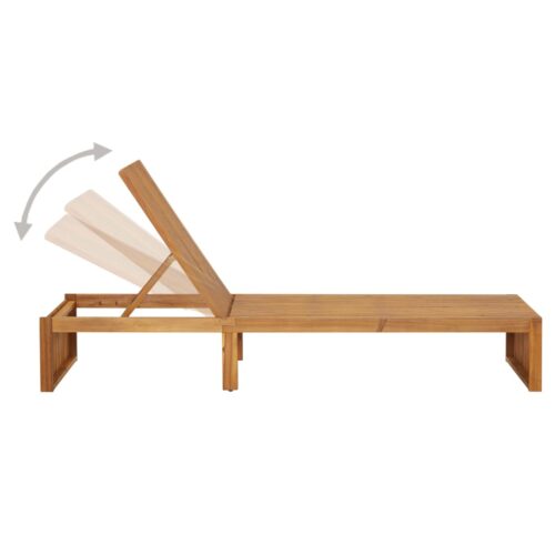 Sun Lounger with Cushion Solid Acacia Wood - Image 4