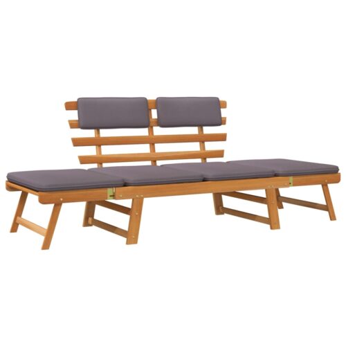 2-in-1 Garden Daybed with Cushion 190cm Solid Acacia Wood - Image 2