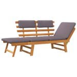 2-in-1 Garden Daybed with Cushion 190cm Solid Acacia Wood