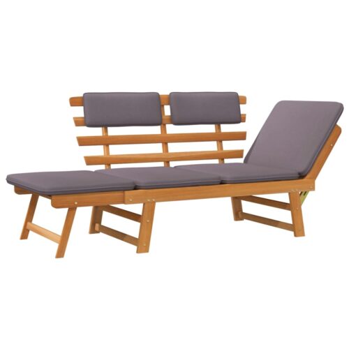 2-in-1 Garden Daybed with Cushion 190cm Solid Acacia Wood
