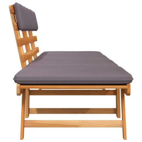 2-in-1 Garden Daybed with Cushion 190cm Solid Acacia Wood - Image 7