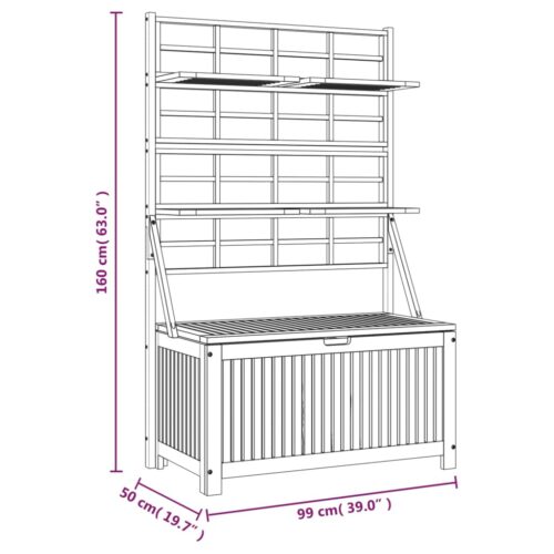 Storage Box with Trellis 99x50x160cm Solid Wood Acacia - Image 10