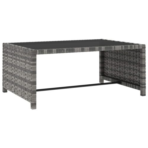 Reclining Garden Chairs 2pcs with Table Grey Poly Rattan - Image 8