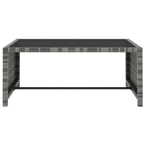 Reclining Garden Chairs 2pcs with Table Grey Poly Rattan - Image 9