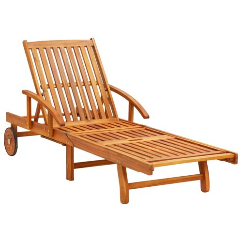 Garden Sun Lounger with Cushion Solid Wood Acacia - Image 2