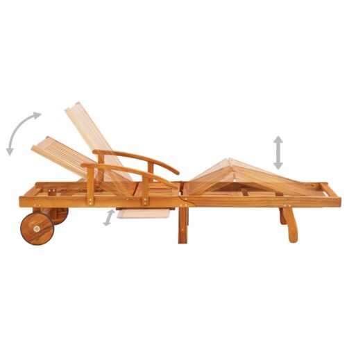 Garden Sun Lounger with Cushion Solid Wood Acacia - Image 3