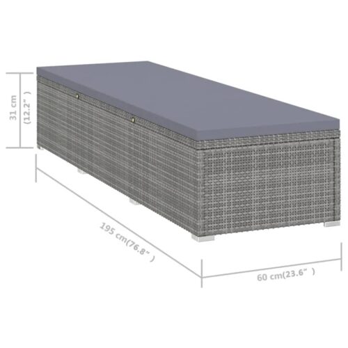 Sun Lounger with Cushion Poly Rattan Grey - Image 7