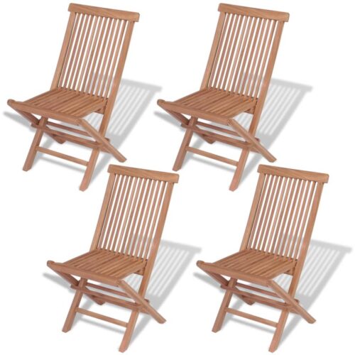 Folding Garden Chairs 4pcs Solid Teak Wood - Image 9