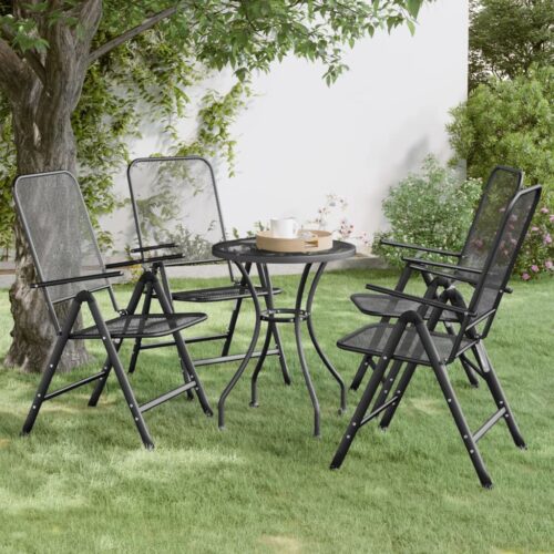 Folding Garden Chairs 4pcs Expanded Metal Mesh Anthracite - Image 10