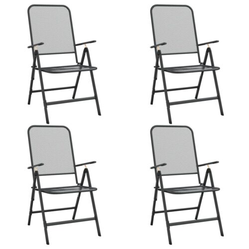 Folding Garden Chairs 4pcs Expanded Metal Mesh Anthracite - Image 2