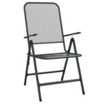 Folding Garden Chairs 4pcs Expanded Metal Mesh Anthracite