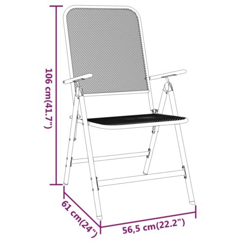 Folding Garden Chairs 4pcs Expanded Metal Mesh Anthracite - Image 9