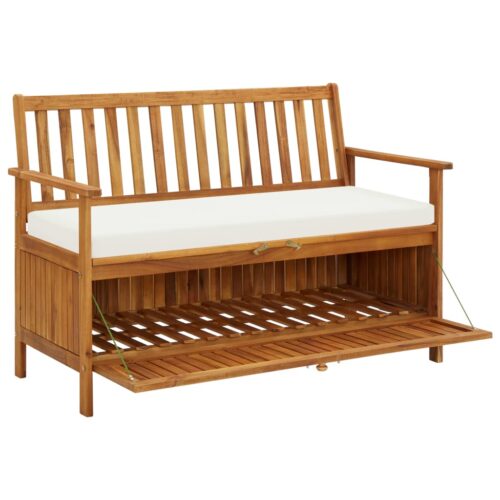 Garden Storage Bench Solid Acacia Wood 120x63x84cm - Image 3