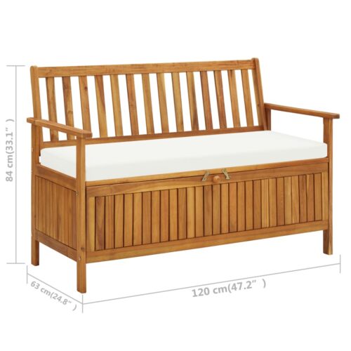 Garden Storage Bench Solid Acacia Wood 120x63x84cm - Image 8