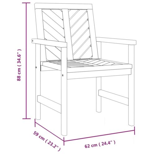 Garden Dining Chairs 3pcs Solid Wood Acacia - Image 8