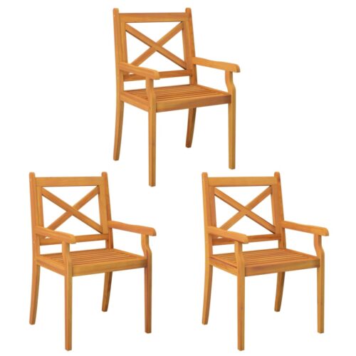 Outdoor Dining Chairs 3pcs Solid Wood Acacia - Image 2