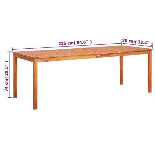 Garden Table 215x90x74cm Solid Acacia Wood - Image 6