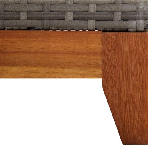 Sun Lounger Poly Rattan Solid Acacia Wood Grey - Image 8