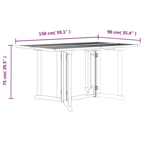 Folding Butterfly Garden Table 150x90x75cm Solid Wood Teak - Image 7