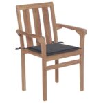 Garden Chairs 2pcs with Anthracite Cushions Solid Teak Wood