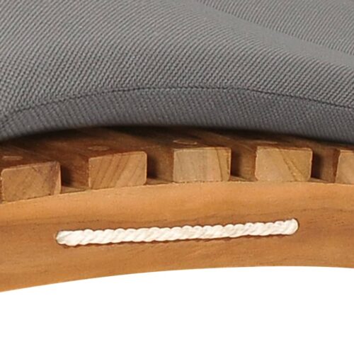 Folding Sun Lounger with Dark Grey Cushion Solid Teak Wood - Image 5