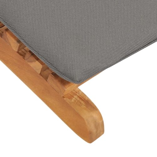 Folding Sun Lounger with Dark Grey Cushion Solid Teak Wood - Image 6
