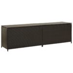 Garden Storage Box Poly Rattan 200x50x60cm Brown