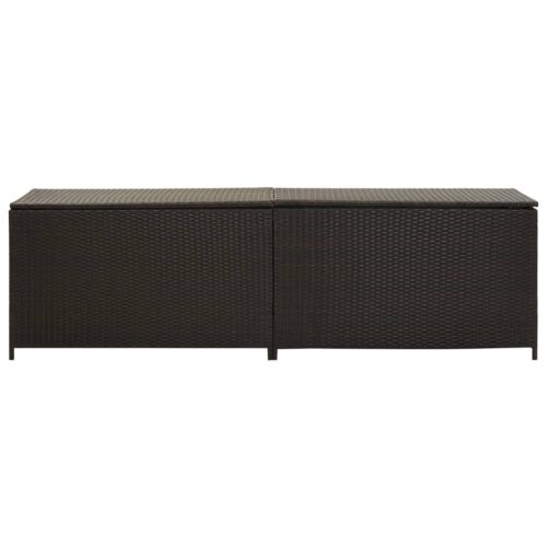 Garden Storage Box Poly Rattan 200x50x60cm Brown - Image 2