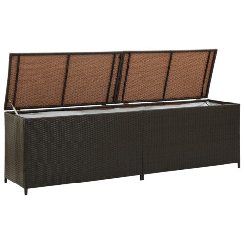 Garden Storage Box Poly Rattan 200x50x60cm Brown - Image 3
