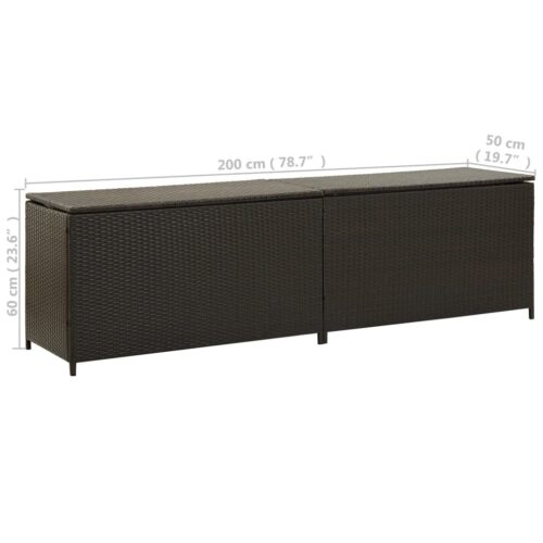 Garden Storage Box Poly Rattan 200x50x60cm Brown - Image 8