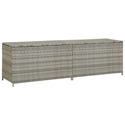 Garden Storage Box Poly Rattan 200x50x60cm Grey