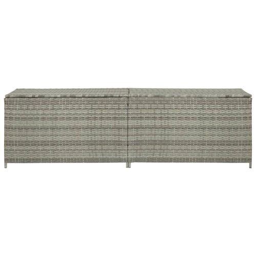 Garden Storage Box Poly Rattan 200x50x60cm Grey - Image 2