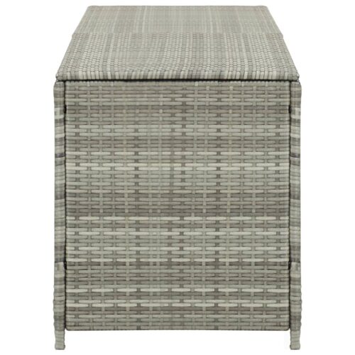 Garden Storage Box Poly Rattan 200x50x60cm Grey - Image 4