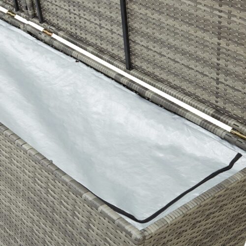 Garden Storage Box Poly Rattan 200x50x60cm Grey - Image 7