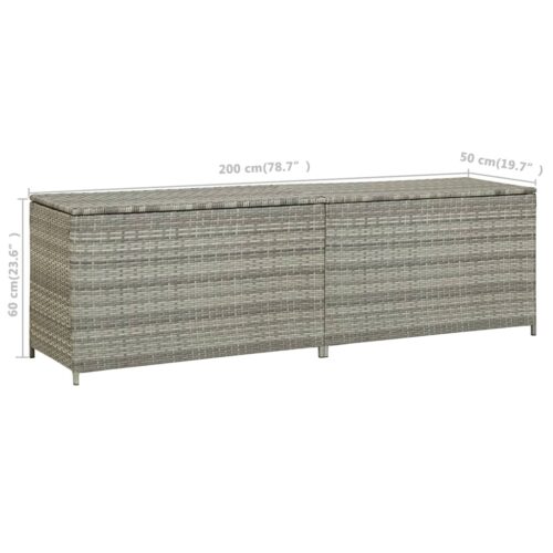 Garden Storage Box Poly Rattan 200x50x60cm Grey - Image 8