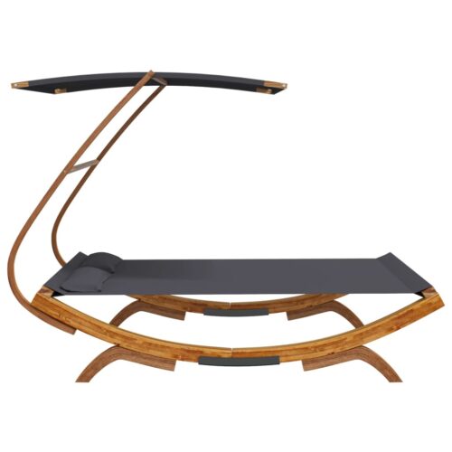 Outdoor Lounge Bed with Canopy 165x203x138cm Solid Bent Wood Anthracite - Image 4