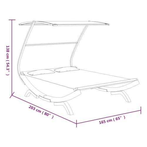 Outdoor Lounge Bed with Canopy 165x203x138cm Solid Bent Wood Anthracite - Image 6
