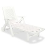Portable Folding Outdoor Sun Lounger Garden Patio Pool Camping Beach Chair White