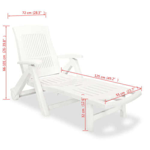 Portable Folding Outdoor Sun Lounger Garden Patio Pool Camping Beach Chair White - Image 8