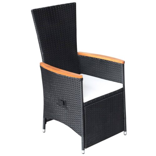 Reclining Garden Chairs 2pcs with Cushions Poly Rattan Black - Image 3