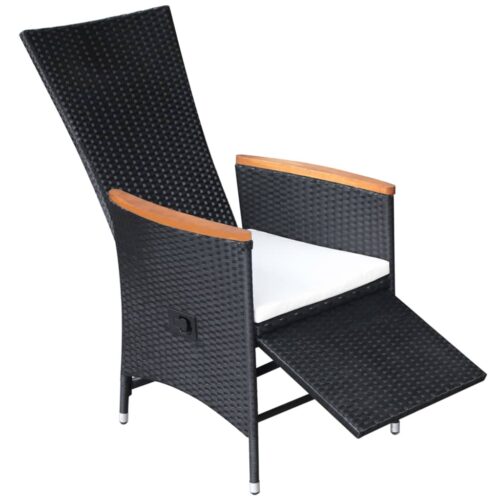 Reclining Garden Chairs 2pcs with Cushions Poly Rattan Black - Image 4