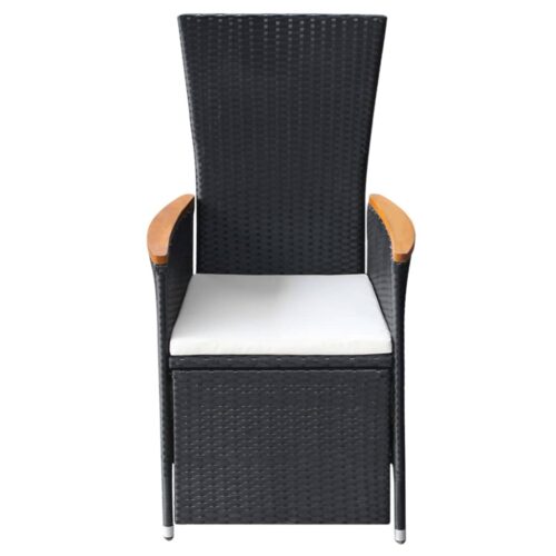 Reclining Garden Chairs 2pcs with Cushions Poly Rattan Black - Image 5