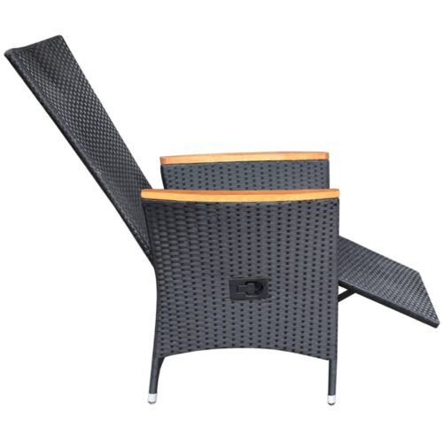 Reclining Garden Chairs 2pcs with Cushions Poly Rattan Black - Image 6