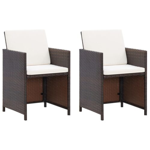 4-Piece Garden Chair Stool Set Poly Rattan Brown - Image 2